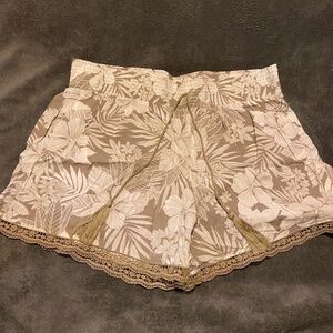 Light Green Floral Shorts